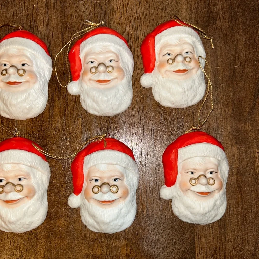 Enesco Santa Claus 1989 Vintage Porcelain Holiday Ornaments Set of 6